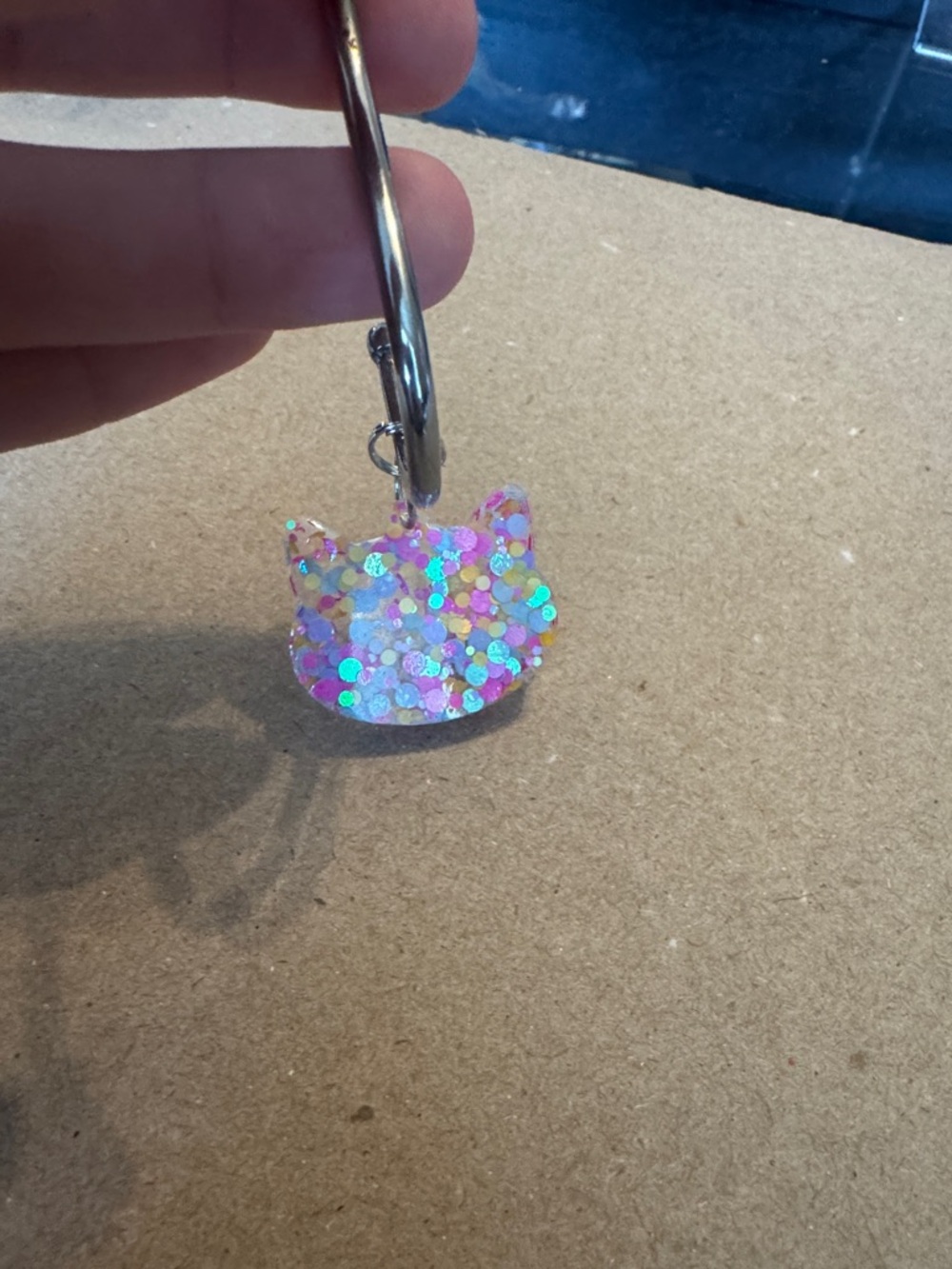 Pink Glitter Cat Bag Charm Keyring